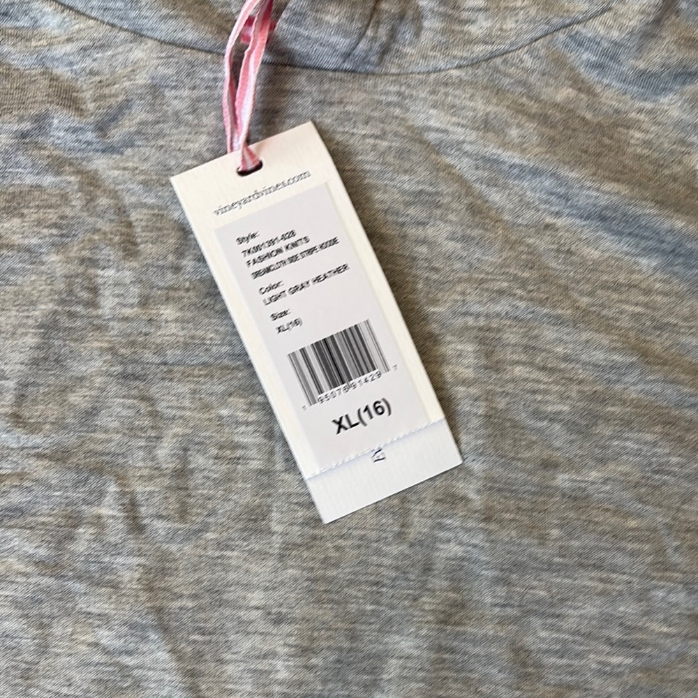 NWT- Gray Kids Hoodie with Rainbow Stripe by Vineyard Vines (size 16) - Picture 3 of 5